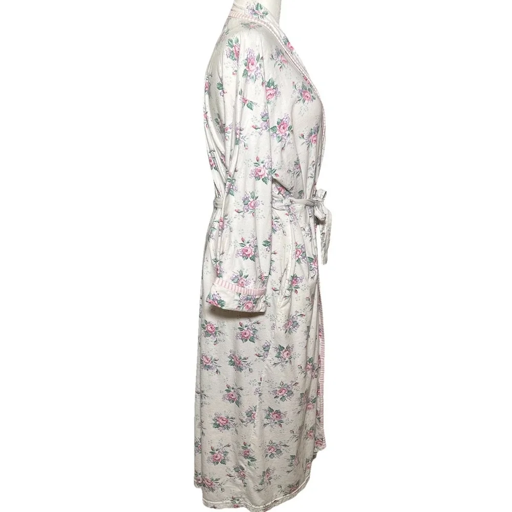 Carole Hochman‎ NY Vtg Cottage Robe Floral 90s S/M Prairie Cotton Pockets Granny
